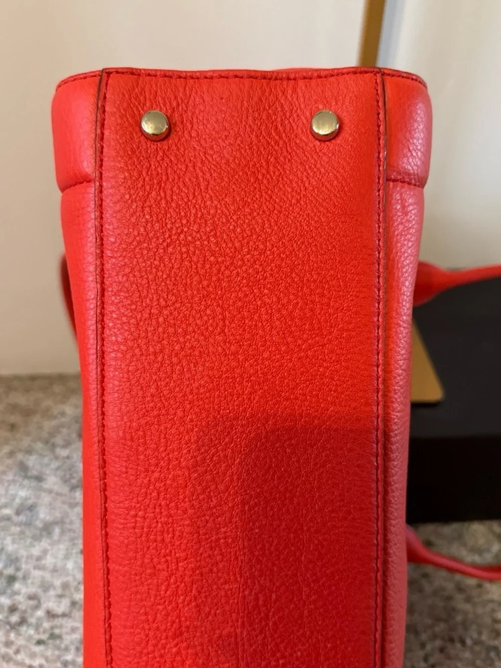 Kate Spade Mansfield Liv Leather Satchel in Persimmon Red